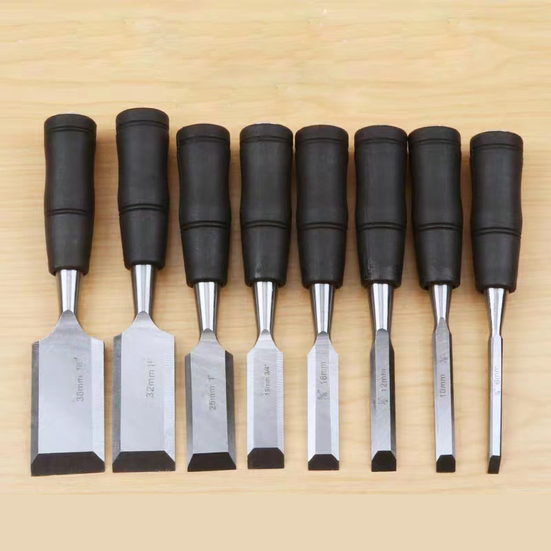 Wood Chisel Set - 8-teiliges Holzbearbeitungsmeißel-Set, kernhängendes, flaches Zimmermannswerkzeug für